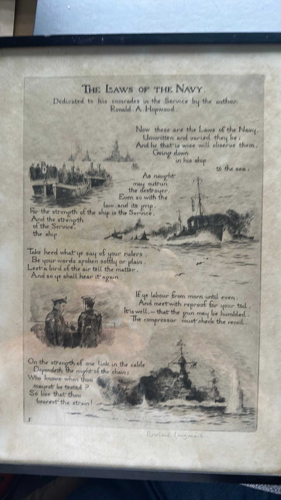 Vends 4 gravures de Rowland Langmaid Les lois de la marine, Antiquités & Art, Art | Dessins & Photographie, Enlèvement ou Envoi