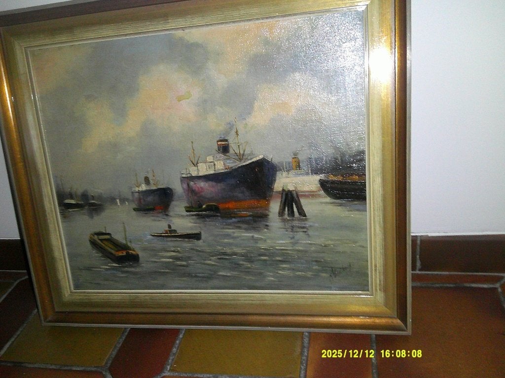 *Belle peinture ancienne signée avec un très beau cadre, Antiquités & Art, Enlèvement ou Envoi, Cadre spécial, Toile