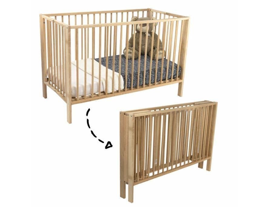 Inklapbaar houten baby bed, Enfants & Bébés, Chambre d'enfant | Lits, Neuf, Matelas, 70 à 85 cm, Enlèvement