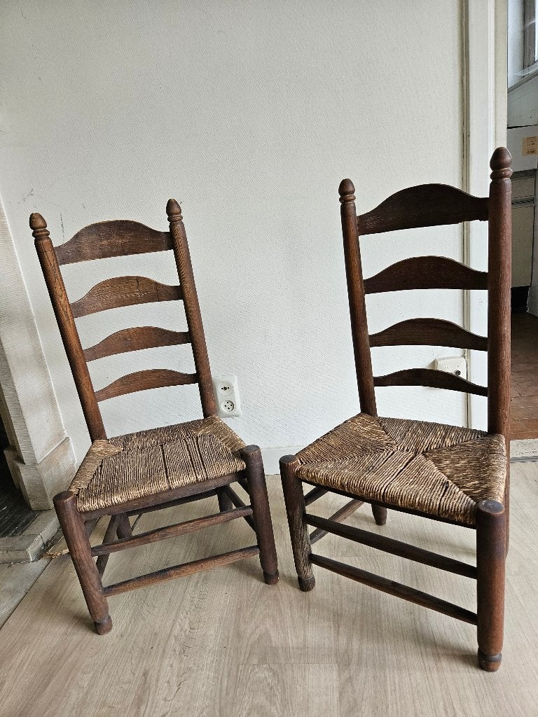 Set van 2 vintage ladderback stoelen, Enlèvement