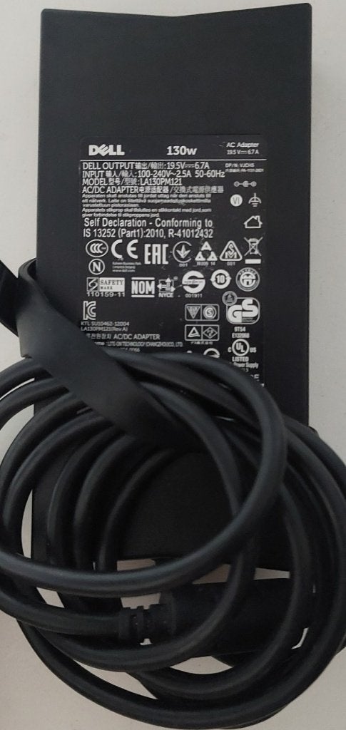 Adaptateur Dell 130 W LA130PM121 (VJCH5) + câble - etat neuf, Informatique & Logiciels, Chargeurs d'ordinateur portable, Comme neuf