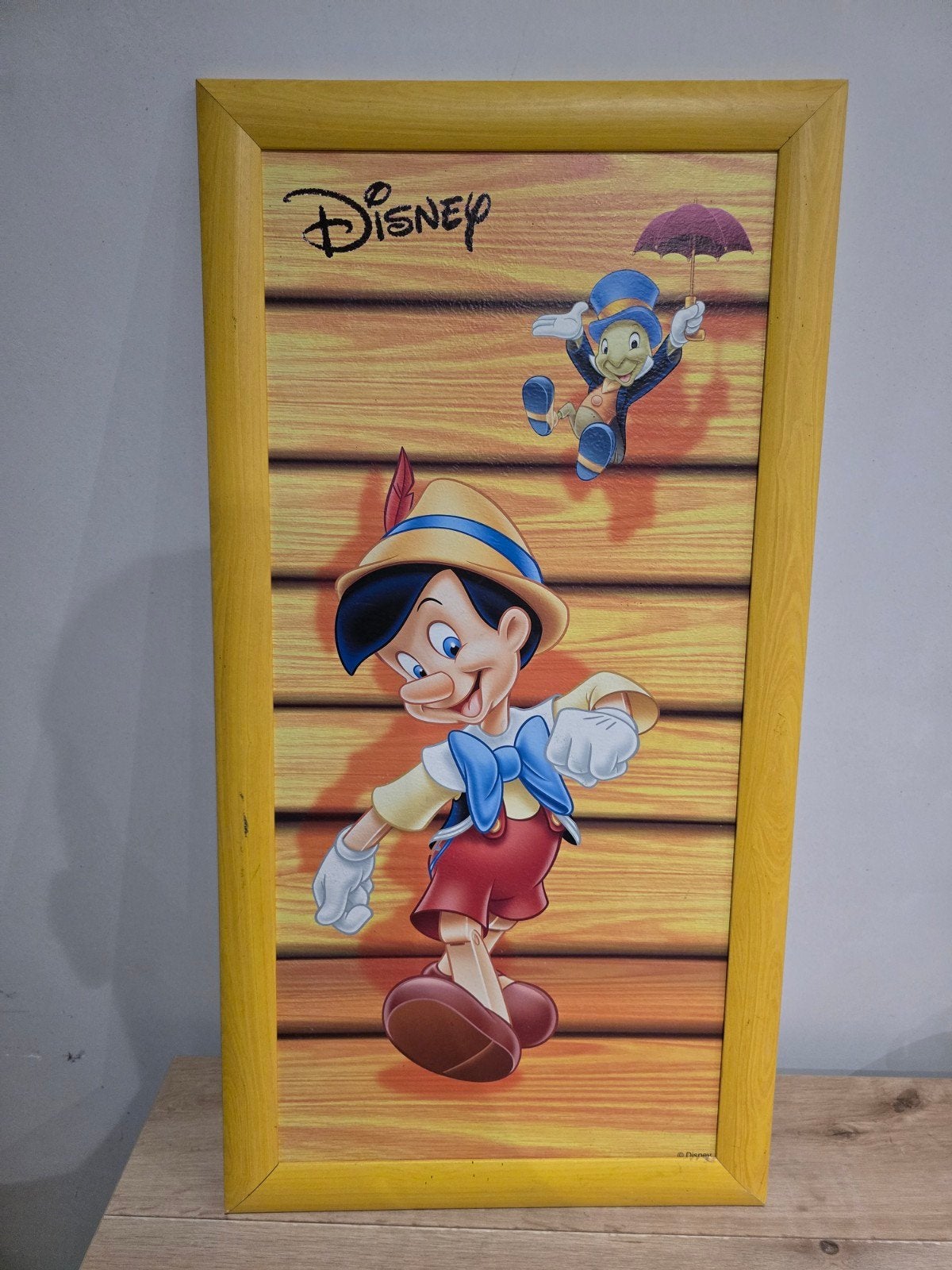 Grand tableau Disney Pinocchio et Jiminy Cricket 40 x 77 cm, Enlèvement ou Envoi