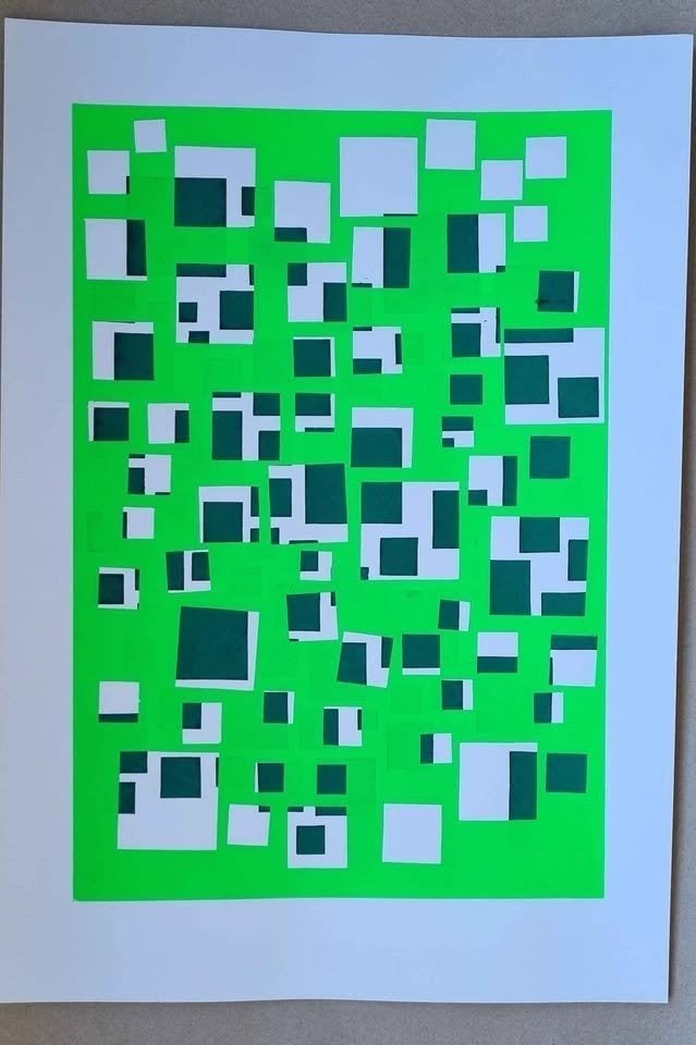 Sérigraphie géométrique en vert foncé et vert clair, Antiquités & Art, Enlèvement ou Envoi, Abstrait, Sérigraphie