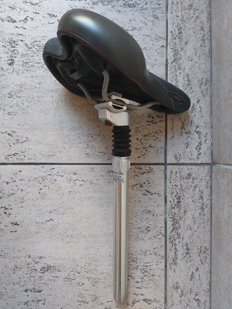 Zadel met verende zadelpen 27,2mm, Fietsen en Brommers, Fietsonderdelen, Ophalen, Gebruikt, Zadel