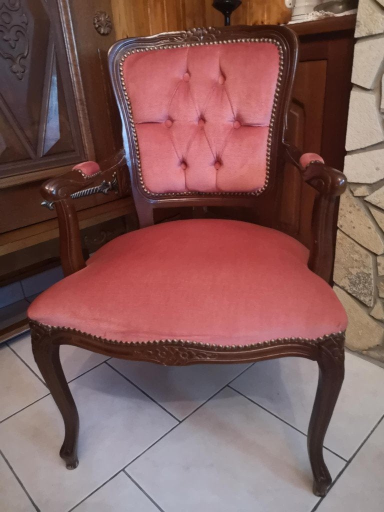 Fauteuil cabriolet de style Louis XV, Autres couleurs, Louis XV/ régence, Bois, Enlèvement
