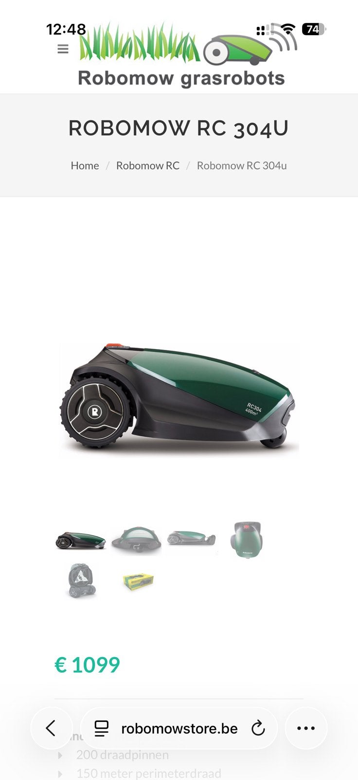 ROBOMOW robotmaaier RC304 500m2, Ophalen, Gebruikt, Meer dan 25 cm, Bestuurbaar via app
