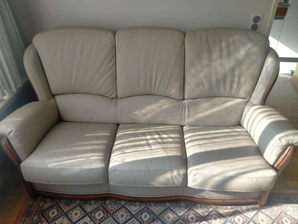 leder salon, Huis en Inrichting, Fauteuils, Gebruikt, Hout, Leer, 125 cm of meer, 75 tot 100 cm, Ophalen