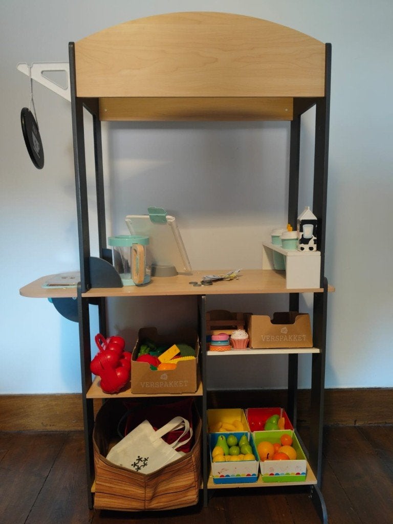 Houten koffieshop/winkeltje, Kinderen en Baby's, Speelgoed | Houten speelgoed, Ophalen, Gebruikt, Meubelstuk of Keukentje