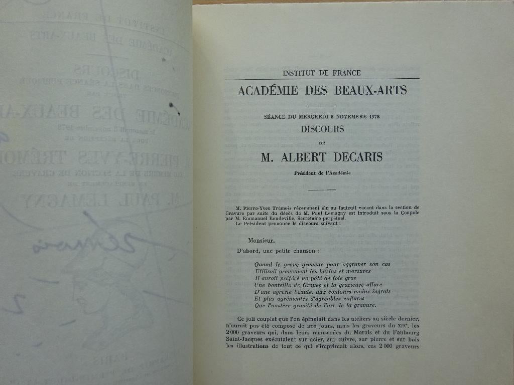 Yves Trémois, brochure, 1978 Académie des Beaux-Arts /signed, Enlèvement ou Envoi, Comme neuf, Peinture et dessin