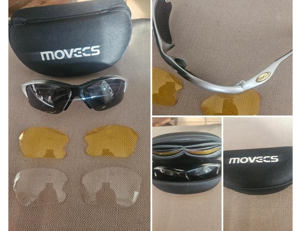 Lunettes de sport Movecs avec 3 verres interchangeables, Vélos & Vélomoteurs, Accessoires vélo | Autres Accessoires de vélo, Comme neuf