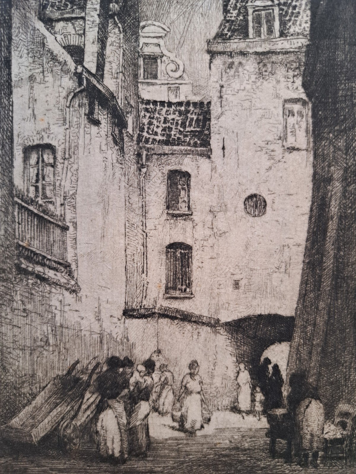 PEISER Kurt "Impasse de la Maison rouge" ets, Antiquités & Art, Enlèvement ou Envoi, Eau-forte, Encadré
