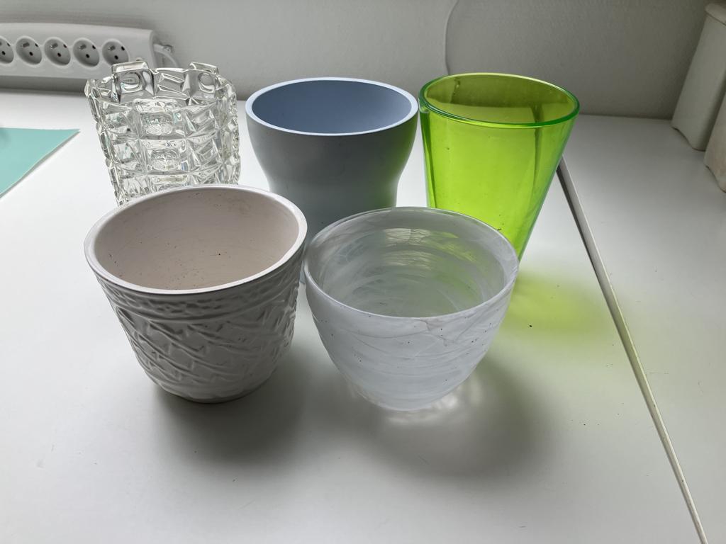 glazen/stenen bloempotten en vaas, Ophalen, Zo goed als nieuw, Aardewerk