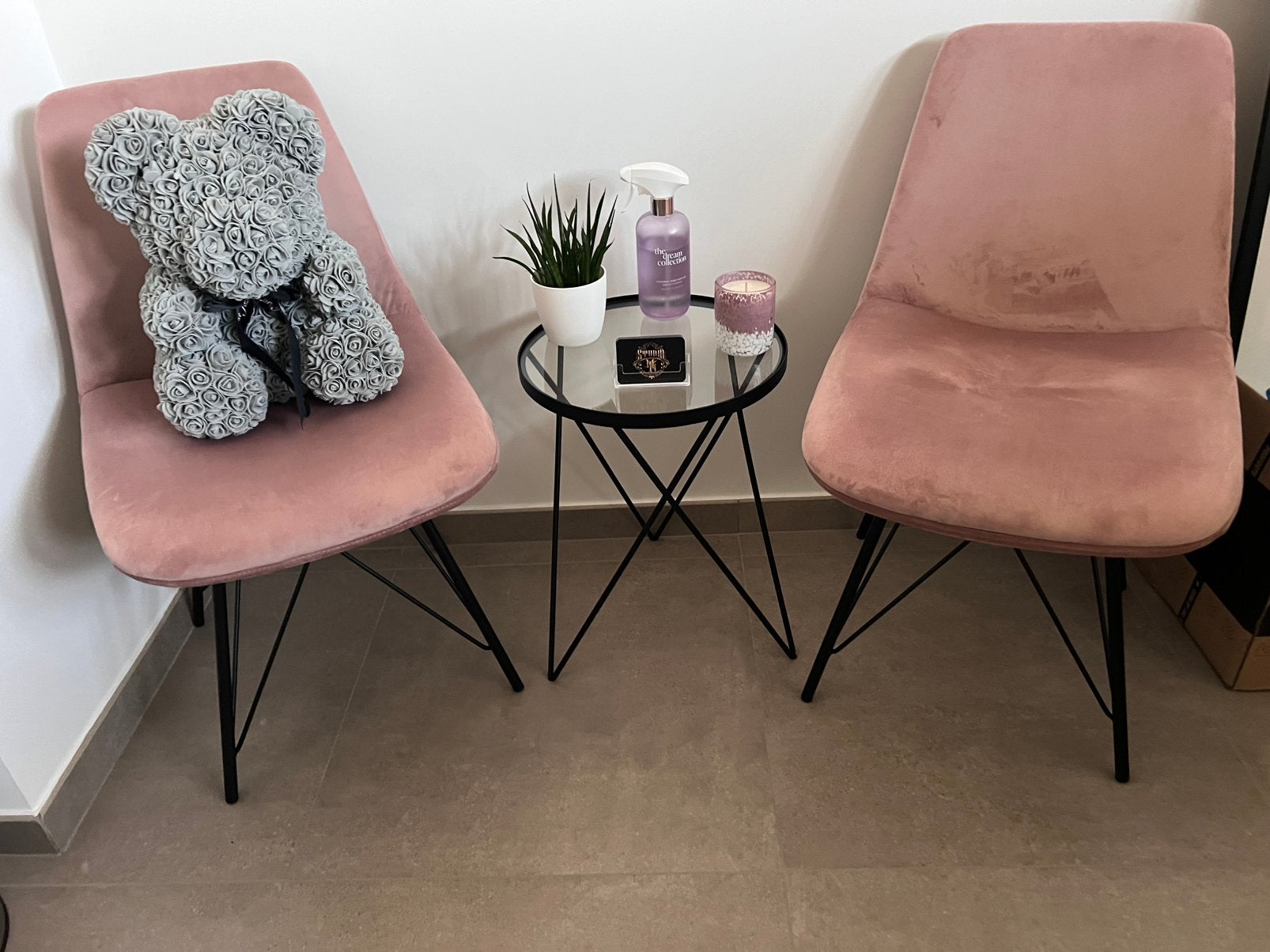2 stoelen & glazen tafeltje, Huis en Inrichting, Ophalen, Zo goed als nieuw