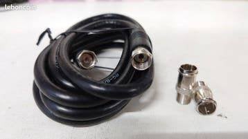 Cable coaxial satelite 1,8m + adaptateur antenne, Envoi, Neuf