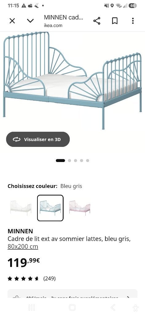 Lit  évolutif Ikea Minnen, Enlèvement, Comme neuf, Sommier à lattes