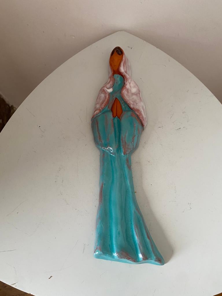Maagdelijke keramische sculpturale muurschildering, Antiek en Kunst, Antiek | Keramiek en Aardewerk, Ophalen of Verzenden