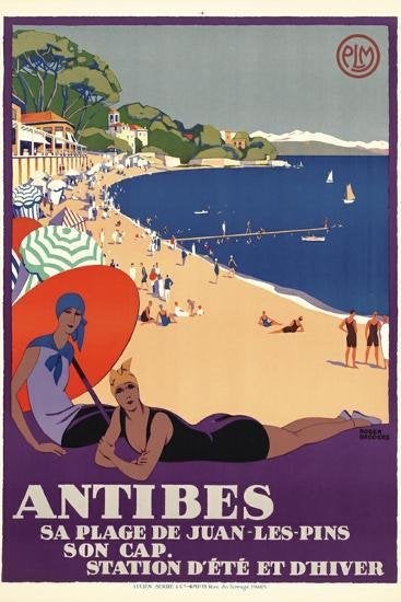Litho affiche Antibes Juan les Pins  de Roger Broders Impec, Collections, Neuf, Publicité, Rectangulaire vertical, Enlèvement