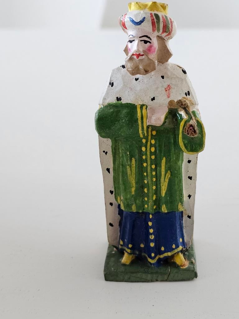 Statue de crèche de Grulich, sculpture sur bois du roi Melch, Enlèvement ou Envoi