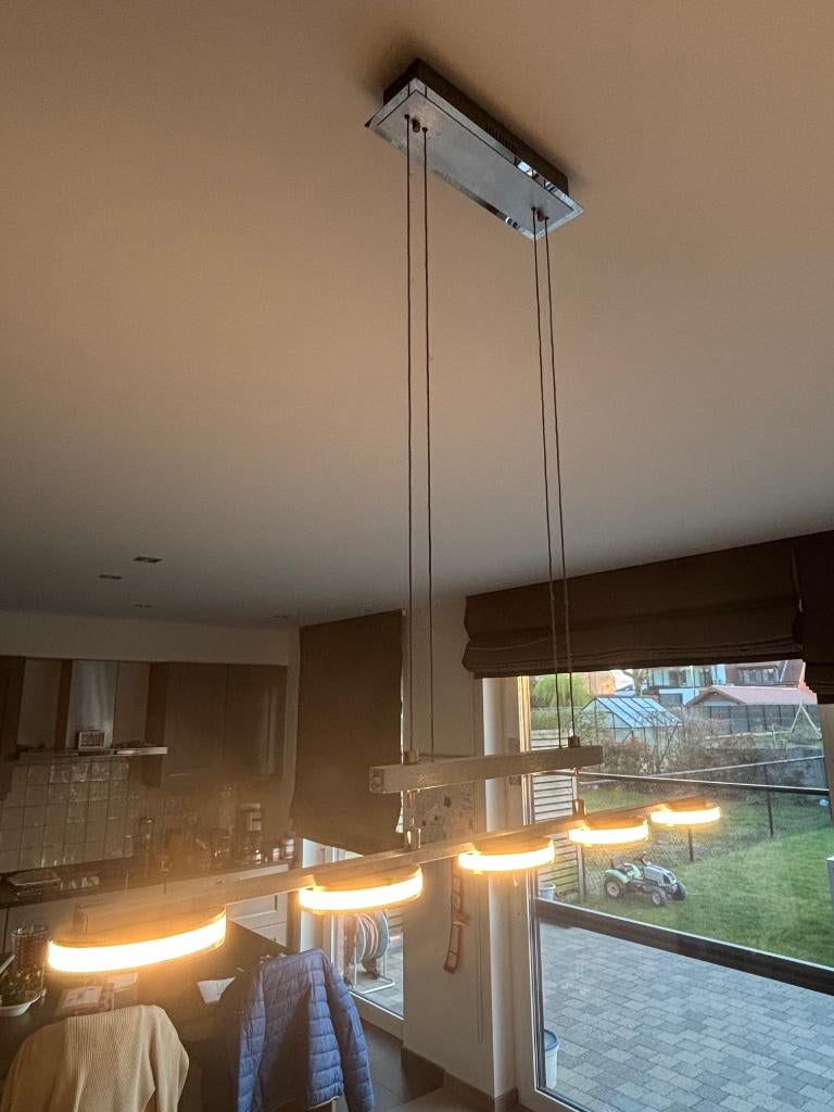 Hanglamp eetkamer 5 lichtpunten, merk Brilliant, 5 x 4 LED, Huis en Inrichting, Ophalen, Gebruikt, Glas, Modern