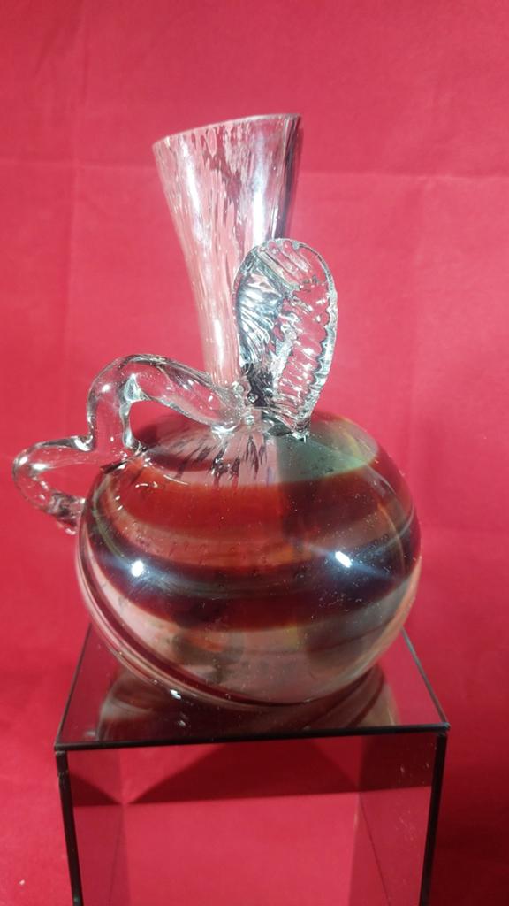 Prachtige Vintage Art Glass Karafvaas – Handgeblazen & Gesig, Ophalen of Verzenden
