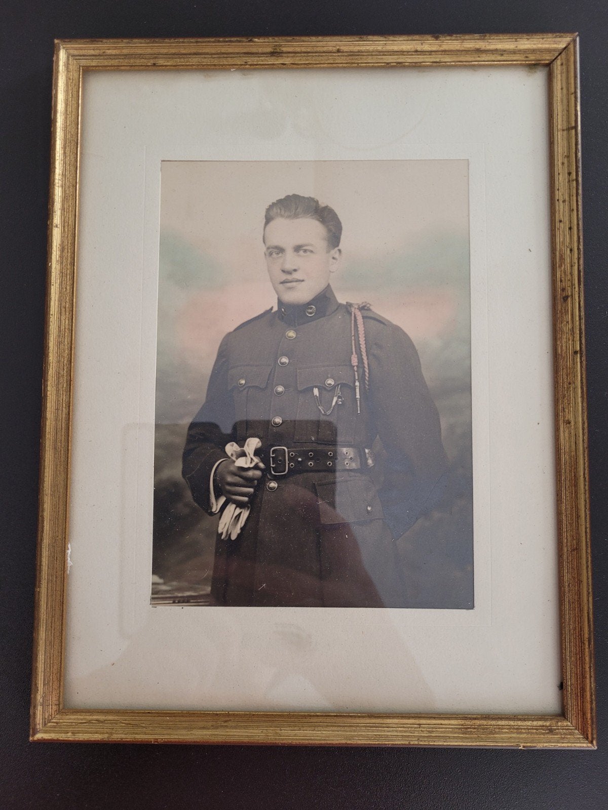 Belgique WW2 - Cadre avec photo d'un cycliste, Collections, Enlèvement ou Envoi