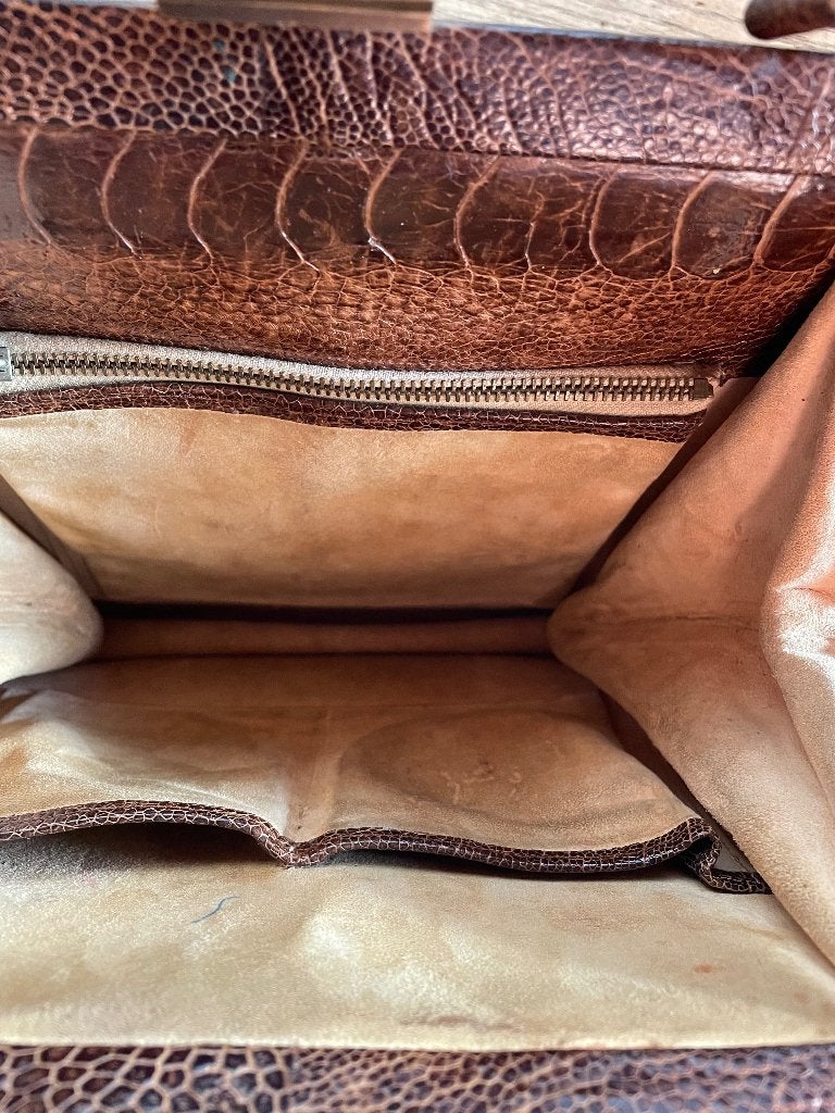 Vintage handtas, Handtassen en Accessoires, Tassen | Damestassen, Ophalen, Gebruikt, Bruin, Handtas