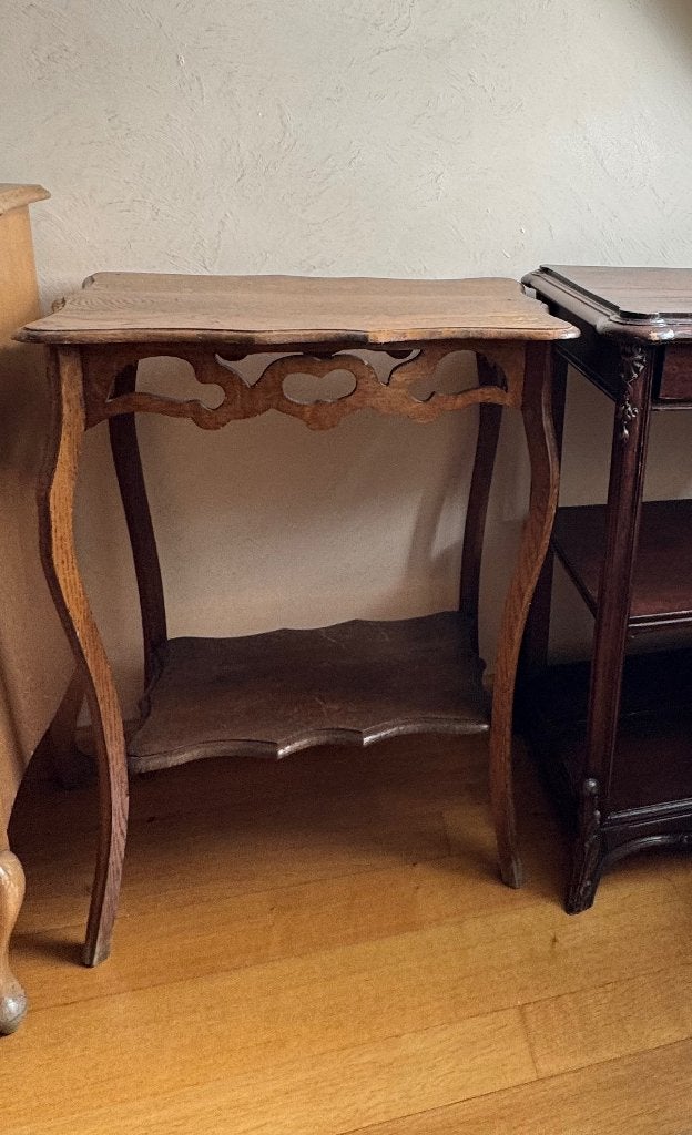 Antieke bijzettafel plantentafel, Ophalen, Gebruikt, Vierkant, Hout