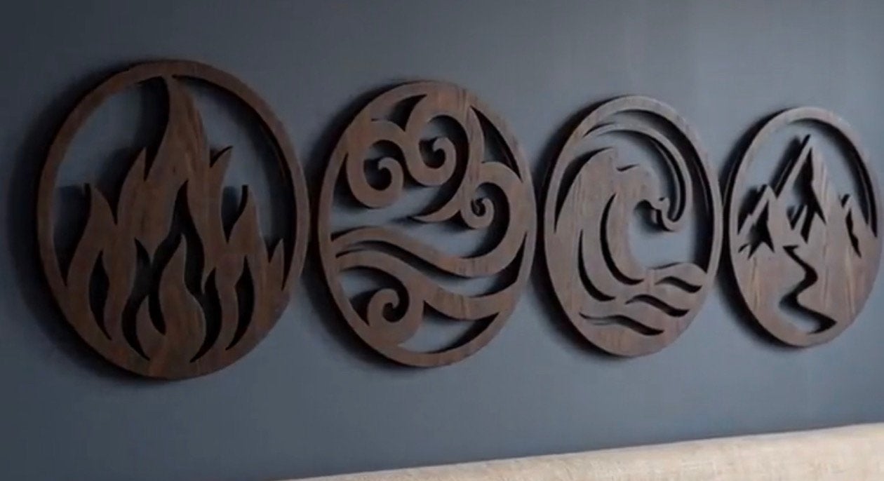 Lot de 4 décorations murales rondes – Les 4 éléments – 80 €, Maison & Meubles, Moderne, Brun, Enlèvement, Autres types