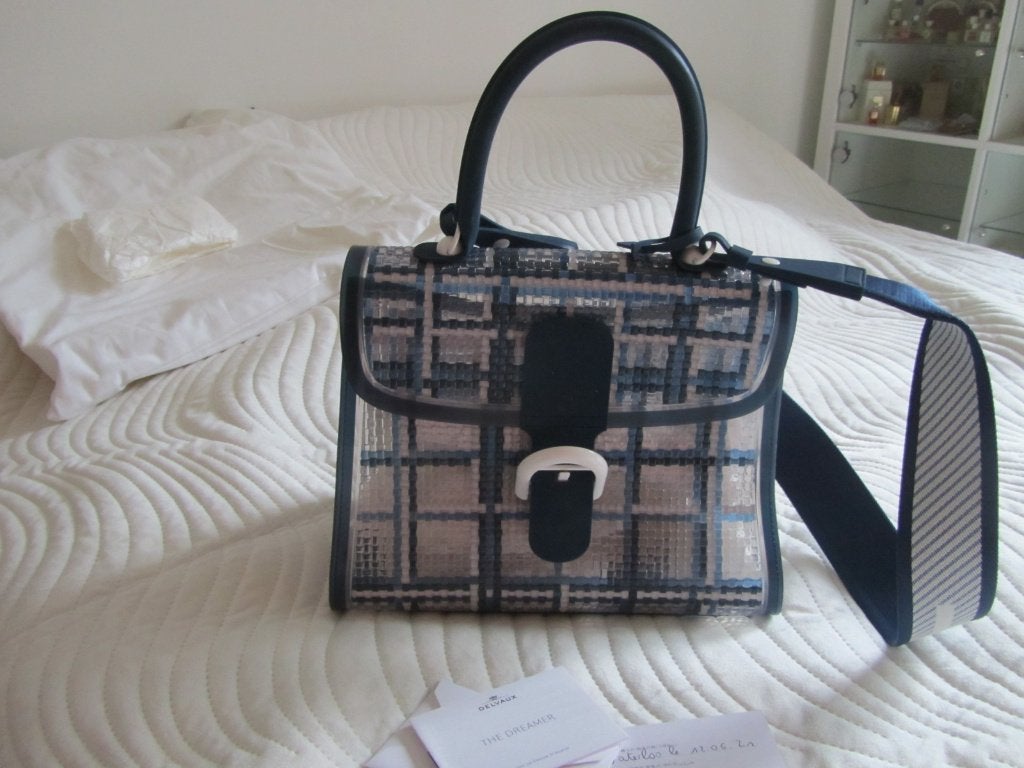 DELVAUX BRILLANT DREAMER marineblauwe tas met logo., Verzenden, Overige kleuren