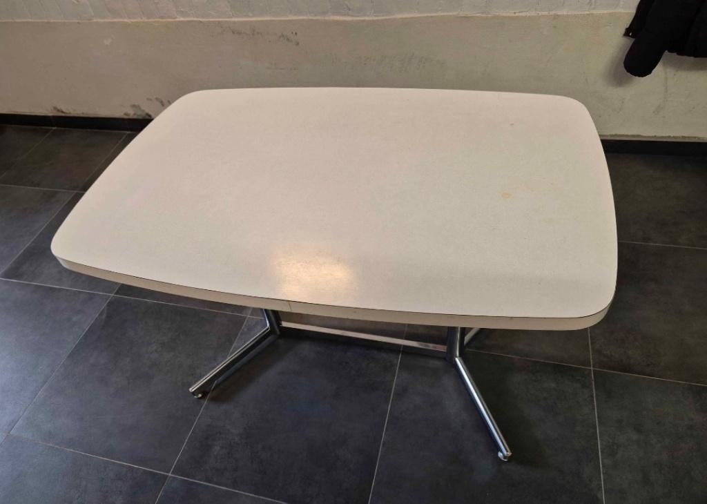 Witte keukentafel / eettafel, Gebruikt, 50 tot 100 cm, Landelijk, 150 tot 200 cm