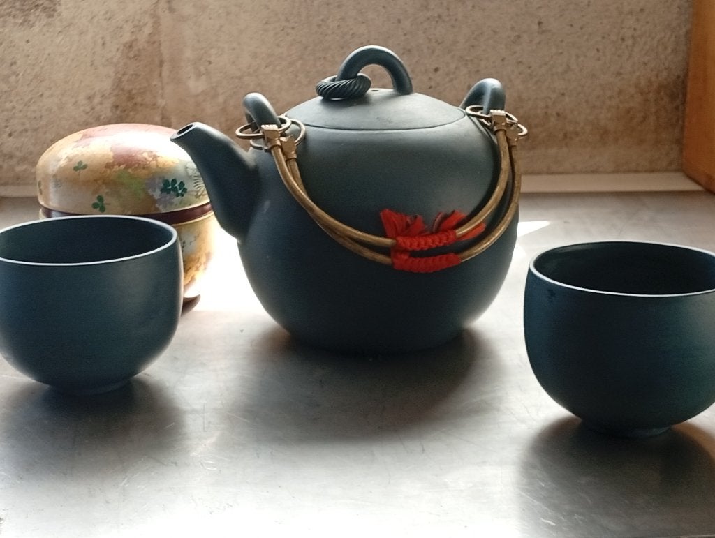 Service thé japonais grès mat + boîte traditionnelle, Enlèvement ou Envoi