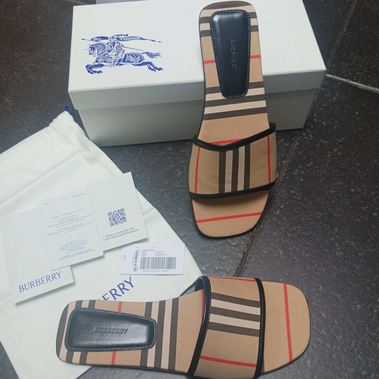 Sandales en coton à rayures Burberry Icone Authentic, taille, Enlèvement ou Envoi