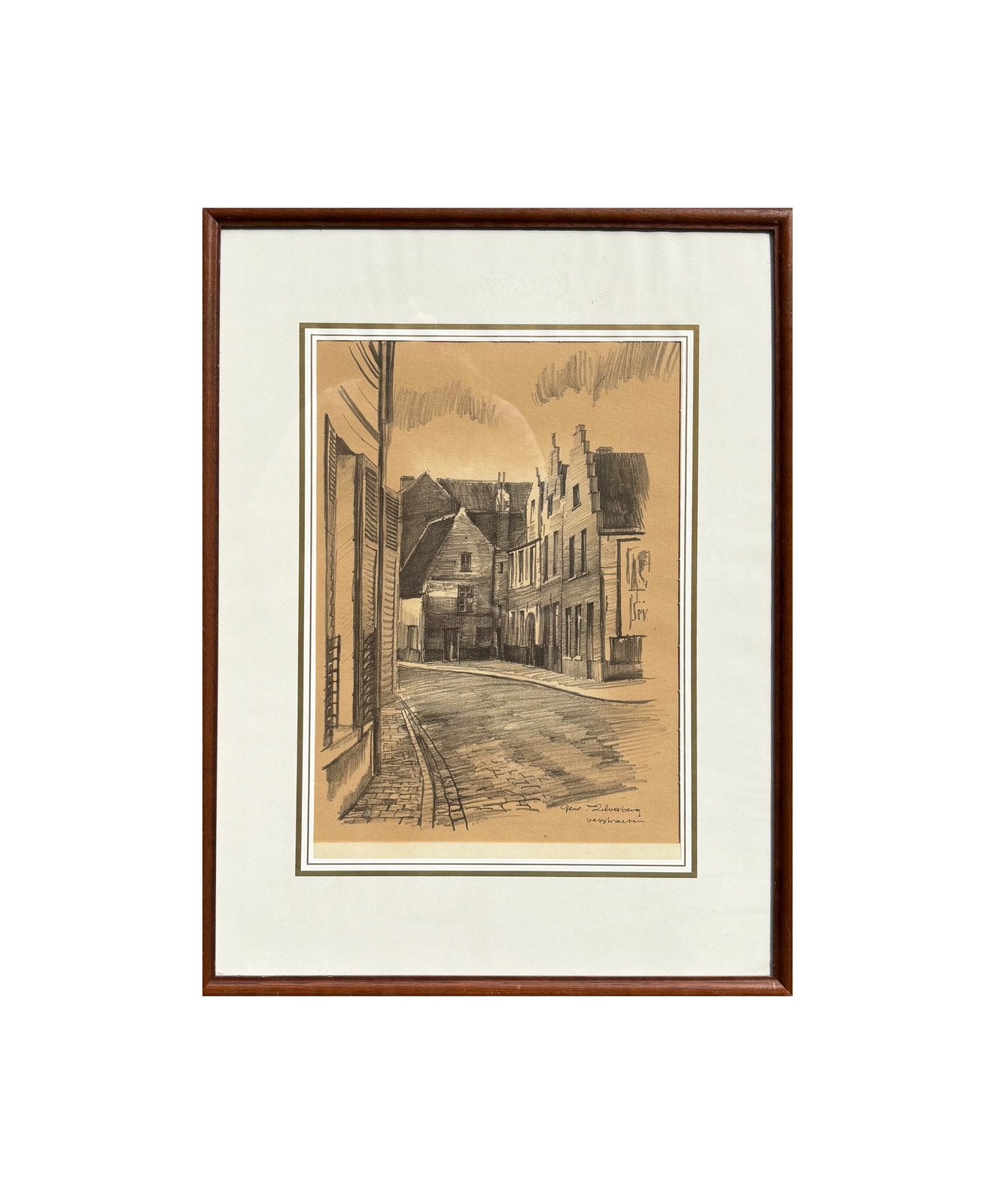 Dessin du « Zilverberg » à Gand par Verstraeten, Enlèvement ou Envoi, Dessin, Dessin au crayon, Fait main