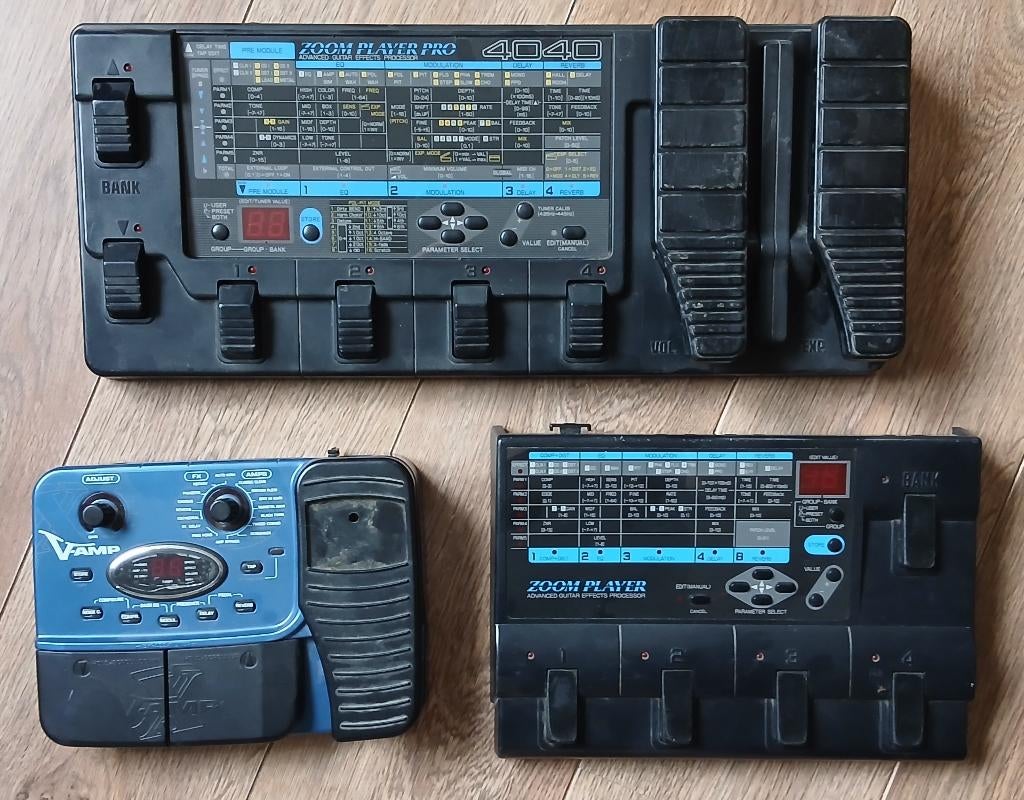 3 Multi-effect Gitaar effecten met werk aan / Zoom Vamp X, Musique & Instruments, Effets, Enlèvement, Utilisé, Multi-effet