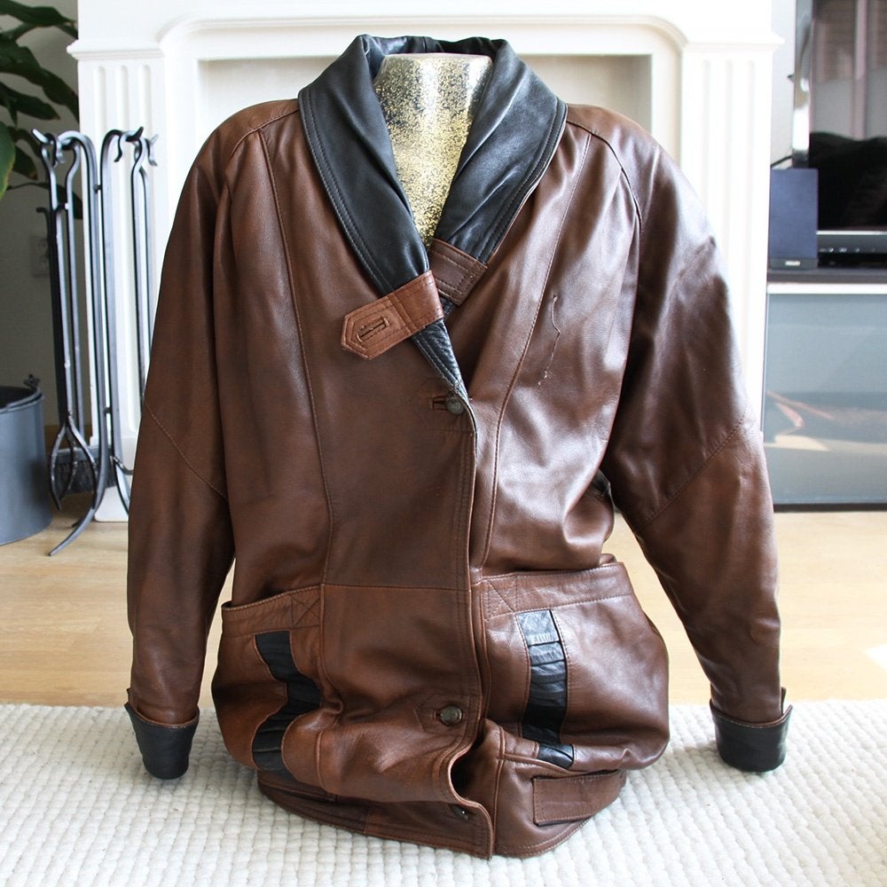 Soepele Leren Vintage Dames Jas (M) € 65,-, Kleding | Dames, Maat 38/40 (M), Bruin, Gedragen, Vintage .