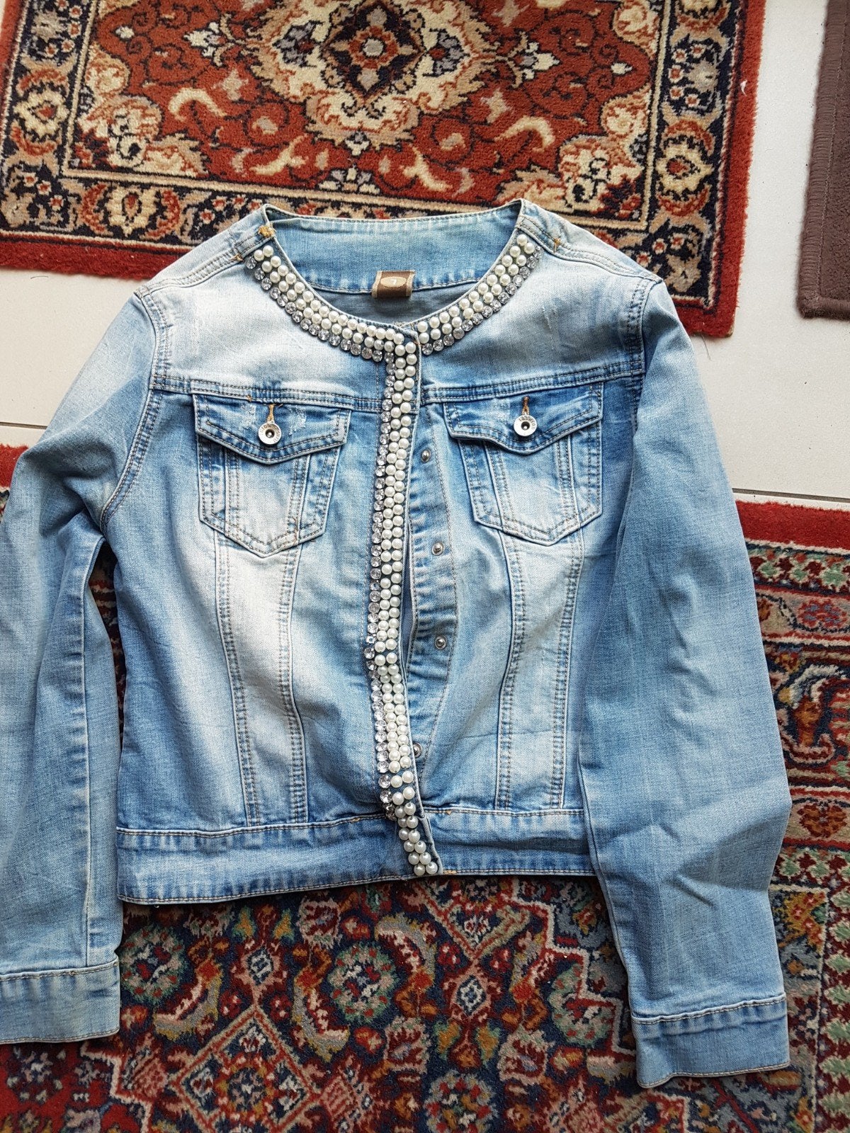 dames jeans vest, maat is kleine L, Ophalen of Verzenden