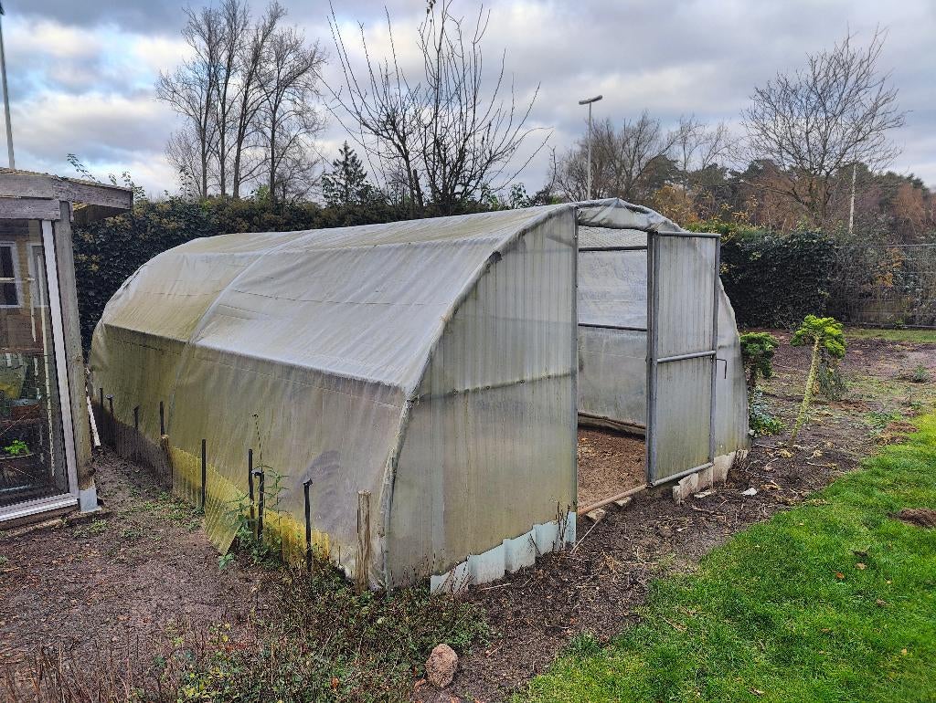 Serre Robuuste Tunnelkas (20m²) 3,6m breed incl. deuren, Tuin en Terras, Kassen, Gebruikt, Folie, Kweekkas, Ophalen