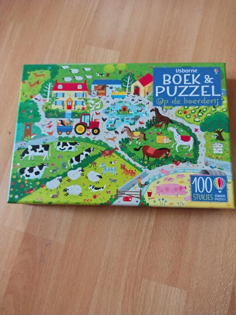 puzzel 100 stuks xl op de boerderij merk usborne, Ophalen of Verzenden, Minder dan 500 stukjes, Gebruikt, Legpuzzel