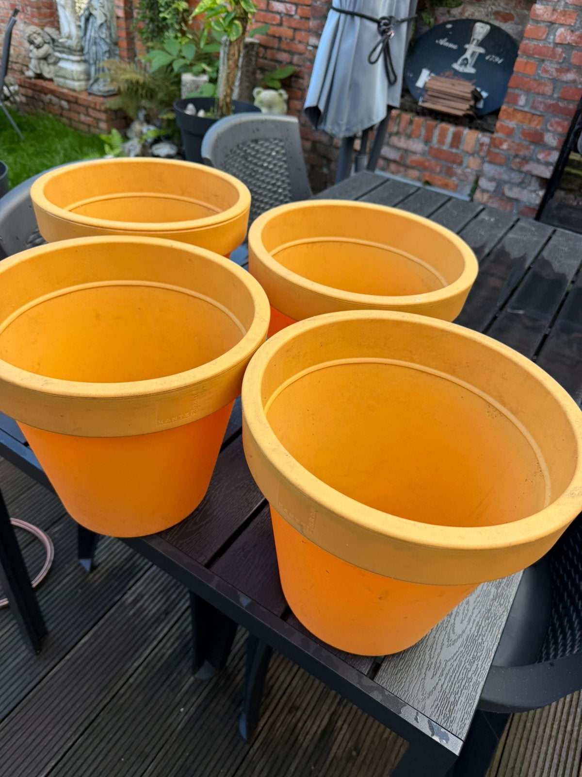 4 bloempotten, Tuin en Terras, Ophalen, Kunststof, Rond, Zo goed als nieuw