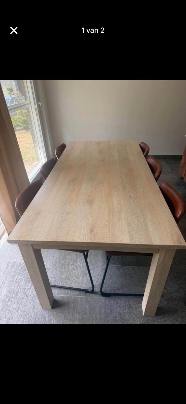 Lichte eikenhouten eettafel – ruime tafel voor 6 personen, Huis en Inrichting, Tafels | Eettafels, Ophalen, Zo goed als nieuw