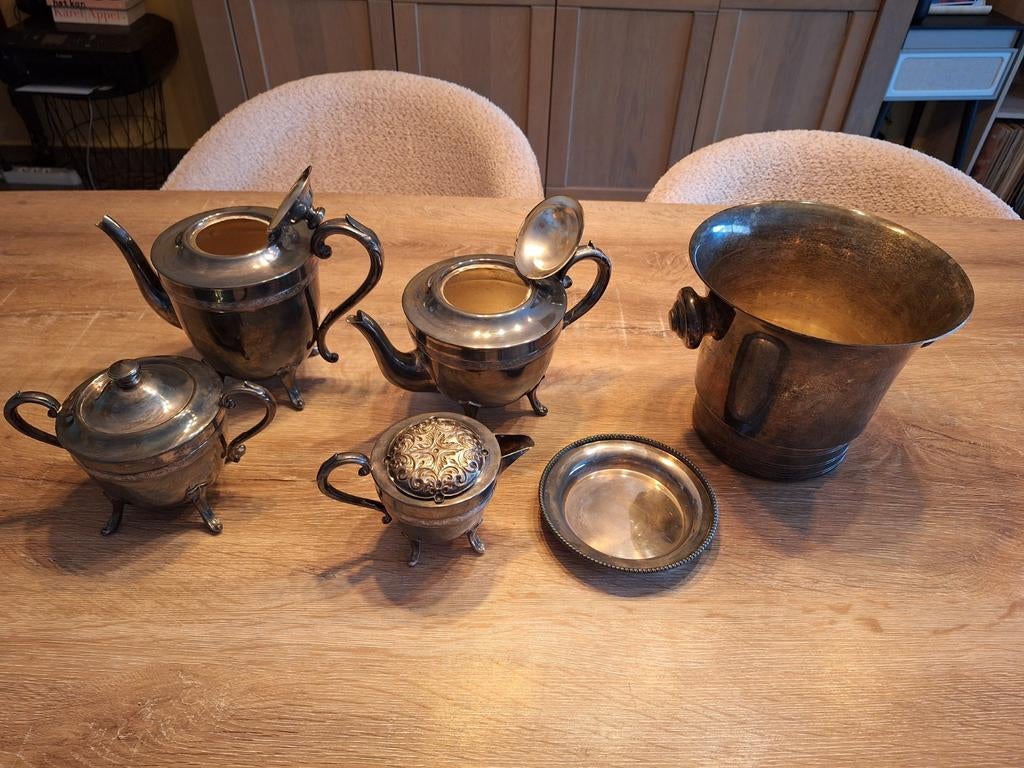 6delig verzilverd servies, Antiek en Kunst, Ophalen