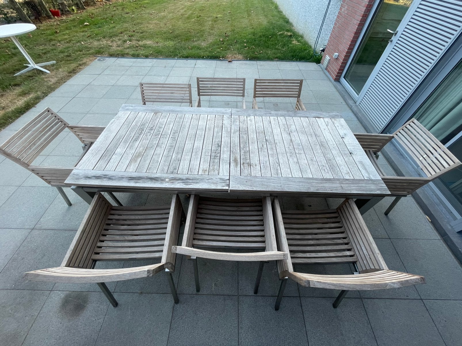 Teak tuinset eettafel met 8 stoelen, Jardin & Terrasse, Ensembles de jardin, Chaise, Salons de jardin, 8 places, Enlèvement