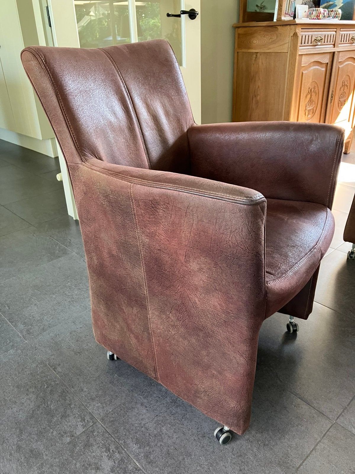 Eetkamer stoel, Huis en Inrichting, Stoelen, Ophalen, Gebruikt, Bruin, Vijf, Zes of meer stoelen