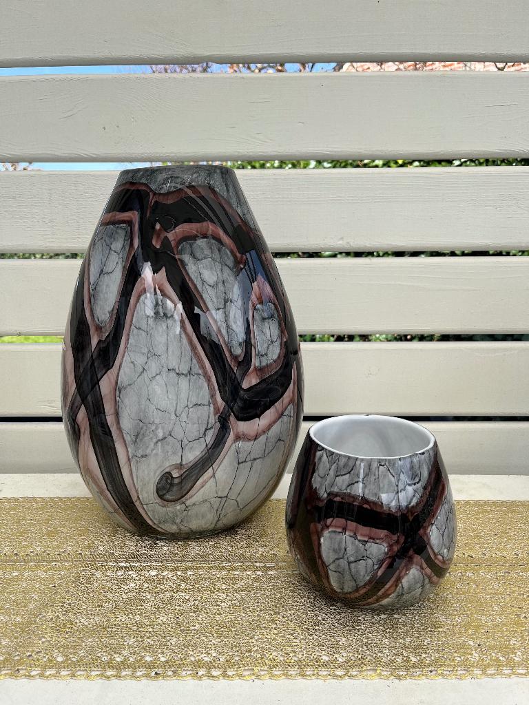 2 mondgeblazen vazen van Fidrio, Maison & Meubles, Accessoires pour la Maison | Vases, Neuf, Moins de 50 cm, Verre, Enlèvement