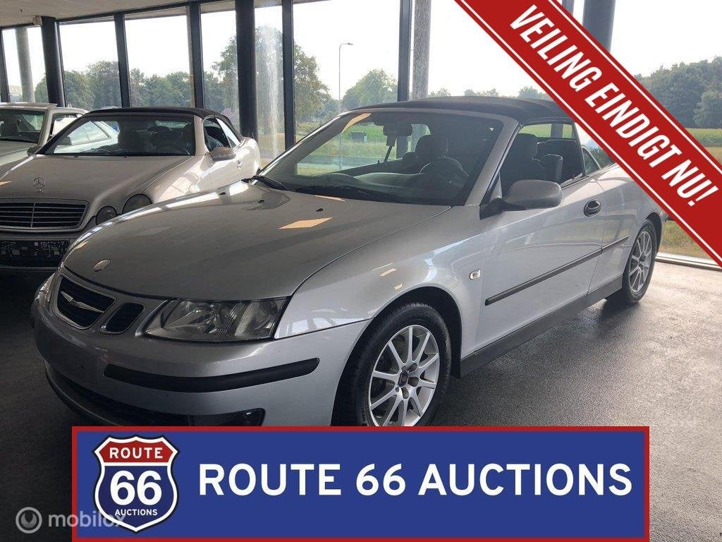 Saab 9-3 Cabriolet Linear | 2004 | Route 66 Auctions, Auto's, Gebruikt, Zwart, Bedrijf, Handgeschakeld