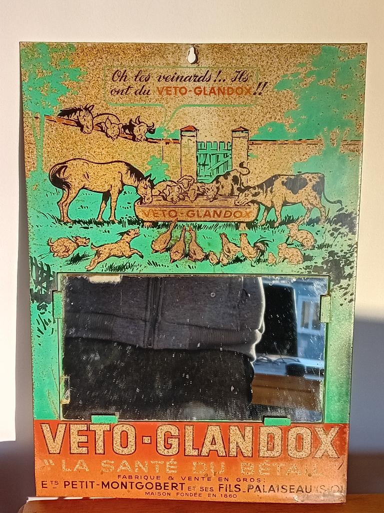 metalen reclamebord voeders VETO Glandox, Ophalen of Verzenden, Zo goed als nieuw, Reclamebord
