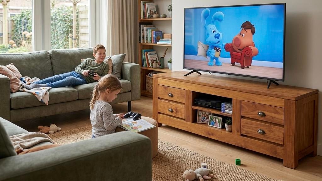 Teak tv - meubel (gratis thuisbezorgd), Neuf, Enlèvement ou Envoi, Moins de 100 cm, 150 à 200 cm