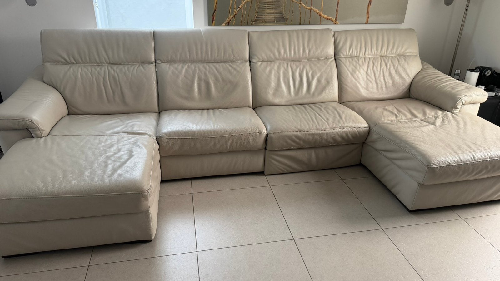 Lederen zetel 2x lounge + relax, Ophalen, Gebruikt, Leer, Modern