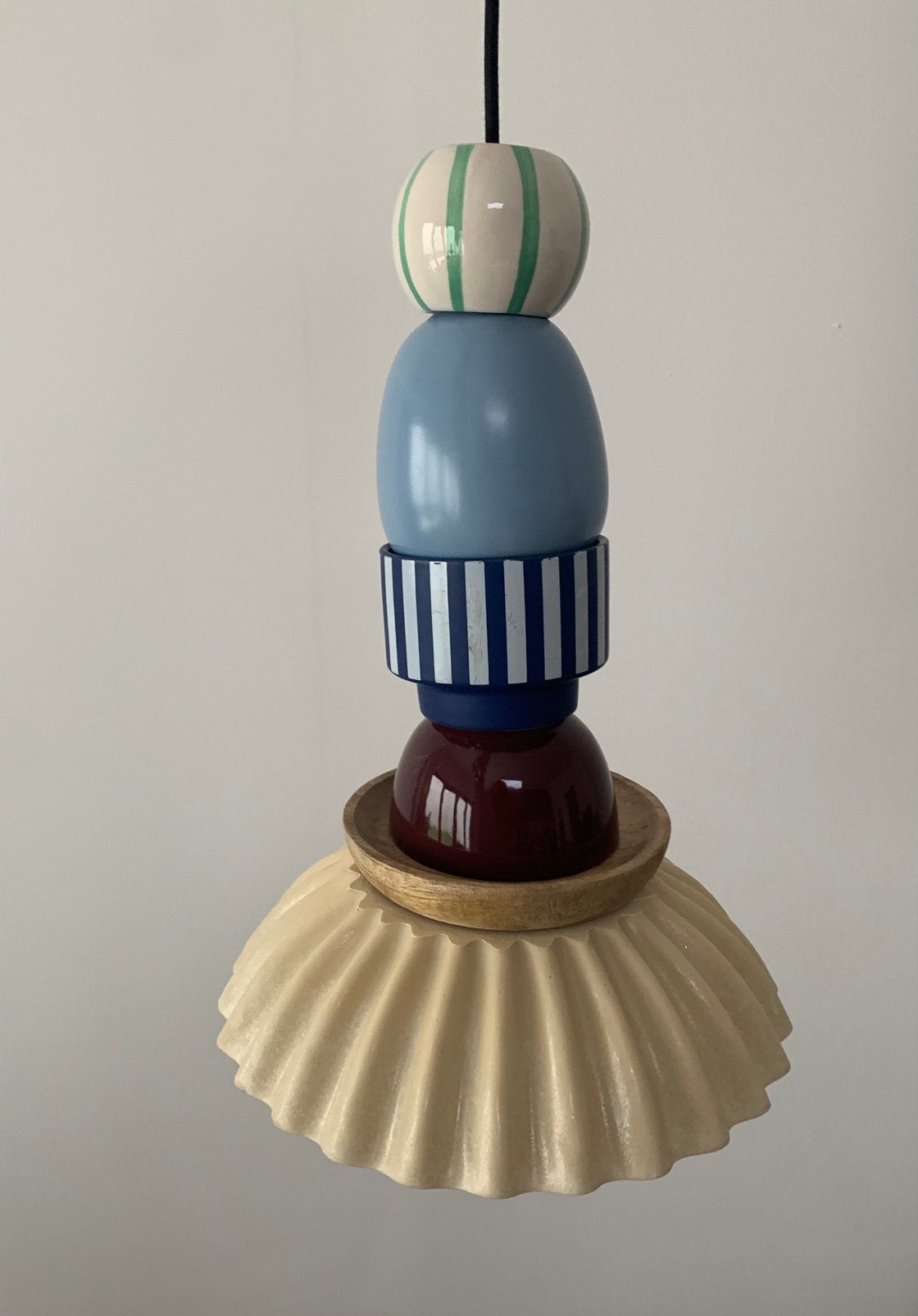 Vintage hanglamp in Memphis stijl, Ophalen, Gebruikt, Hout