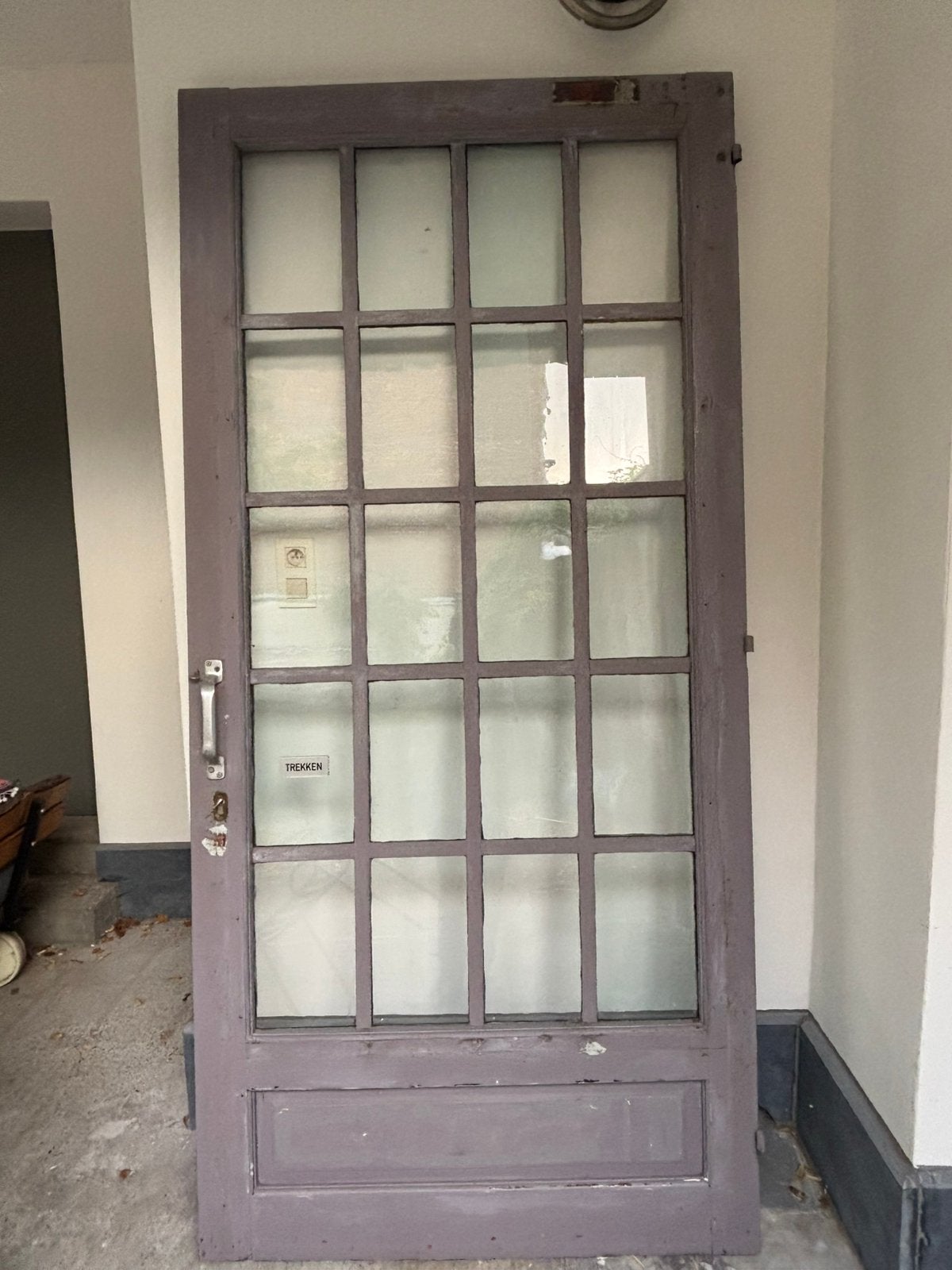 Porte originale en bois/acier/verre fin des années trente, Porte extérieure, Verre, Porte pliante, Enlèvement